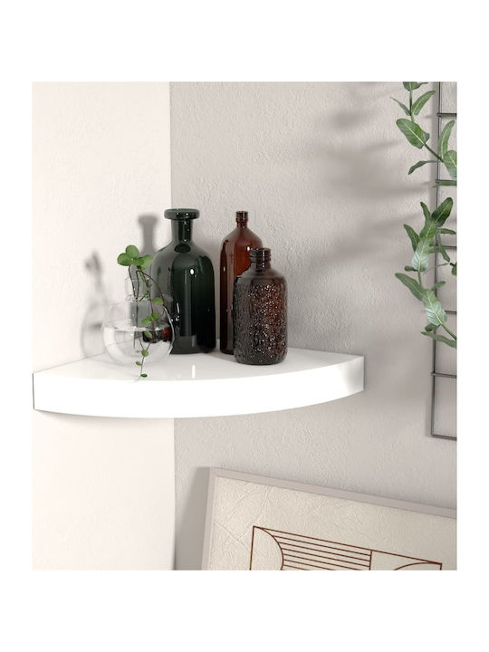 Corner Shelf Wall White Glossy 25x25x3.8cm