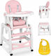 Ricokids Sinco Baby Highchair 5 in 1 with Adjustable Height Pink