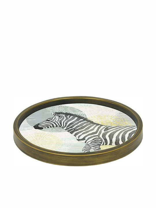 InTheBox Zebra Round Tray Metallic 40x40x3.5cm 1pcs