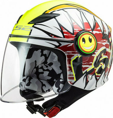 LS2 FF602 Funny Kids Jet Helmet ECE 22.05 800gr Crunch White Hi-Vis Yellow