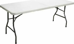 Catering Outdoor Foldable Table with Plastic Surface and Metal Frame White 183x76x74cm