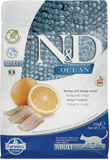 Farmina N&D Ocean Adult Dry Food Grain-Free for Adult Cats with Herring Orange 0.3kg