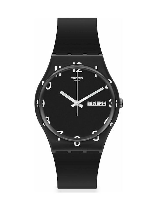Swatch Ρολόι με Καουτσούκ Λουράκι σε Μαύρο χρώμα