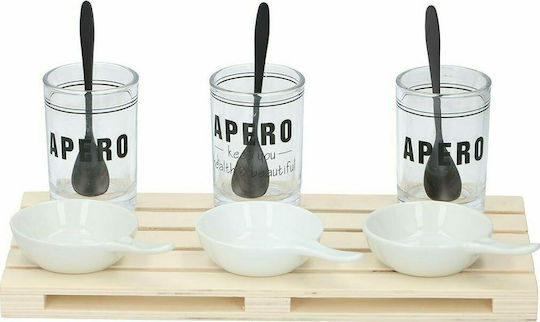 Alpina Appliances Glass Dessert Divided Serving Tray with 3 Slots White 24x16cm 10pcs