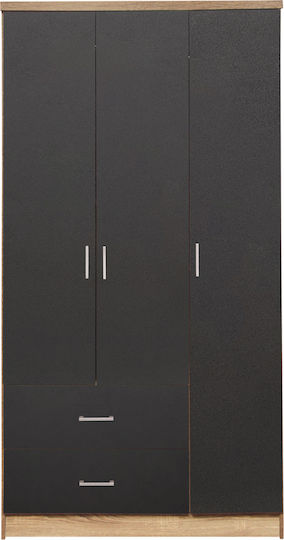 Dreifachtür Kleiderschrank Grau / Sonoma 89x42.5x181cm