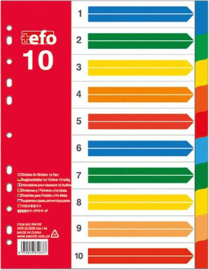 +Efo Πλαστικά Διαχωριστικά για Έγγραφα A4 με Τρύπες 10τμχ