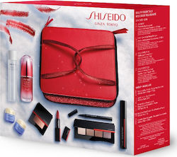 Shiseido Beauty Essentials Blockbuster Makeup Set for Face, Eyes & Lips with Toiletry Bag 10pcs