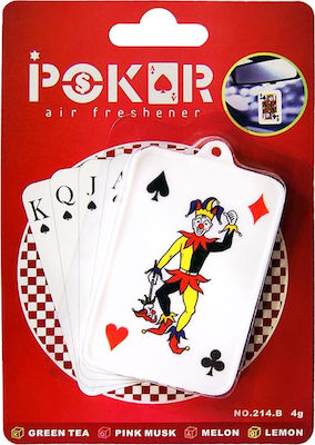 Autoline Cartelă Aromatică Agățătoare Mașină Poker Ceai verde, mosc roz, pepene galben, lămâie 1buc