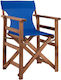 Director's Chair Wooden Walnut / Blue 57x54x88.5cm
