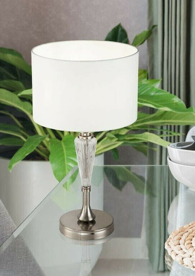 Maytoni Alicante Glass Table Lamp for Socket E14 with White Shade and Transparent Base