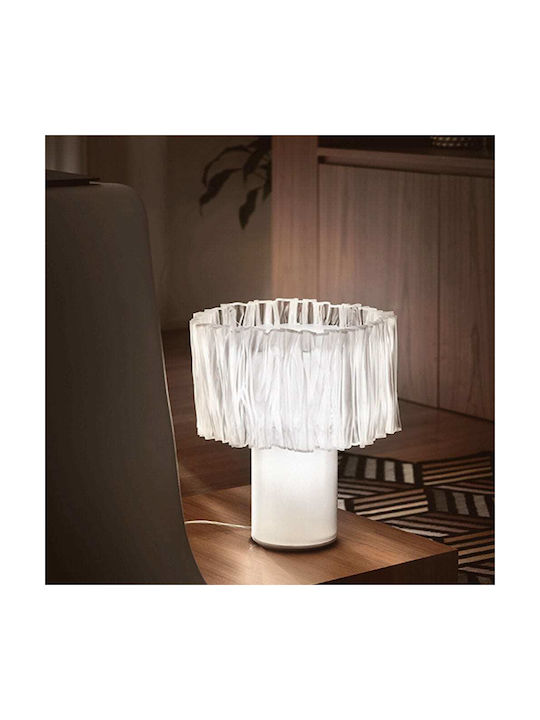 Slamp Accordeon Prisma Υφασμάτινο Πορτατίφ για Ντουί E14 με Διάφανο Καπέλο και Ασημί Βάση