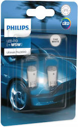 Philips Λάμπες Αυτοκινήτου & Μοτοσυκλέτας Ultinon Pro3000 T10 LED 6000K Ψυχρό Λευκό 12V 0.6W 2τμχ