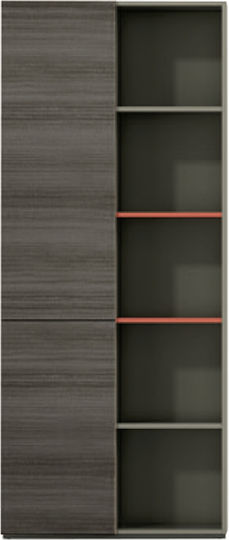 Βιβλιοθήκη Lux Series Σταχτι Μοκα 80x40x190εκ.