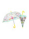 Perletti Kinder Regenschirm Gebogener Handgriff Peppa Pig Durchsichtig mit Durchmesser 84cm.