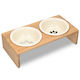 Navaris Ceramic Bowl Food & Water for Dog & Cat with Base 350ml in White Color 2pcs