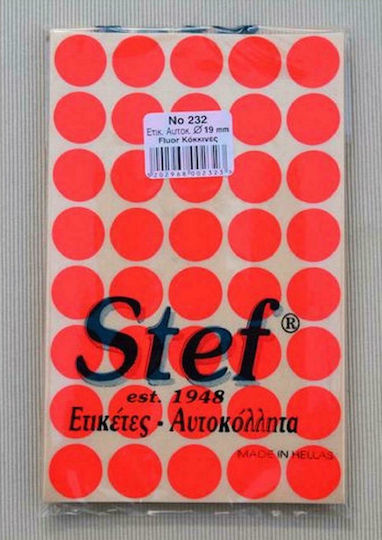 Stef Labels Round Small Adhesive Red Label 19mm 1600pcs