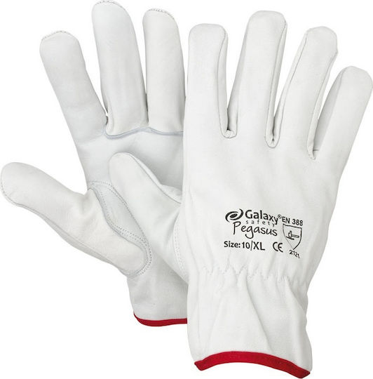 Galaxy Pegasus Gloves for Work Driver White Leather 251