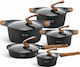Edenberg Cookware Set of Aluminum with Non-stick Coating Black 15pcs
