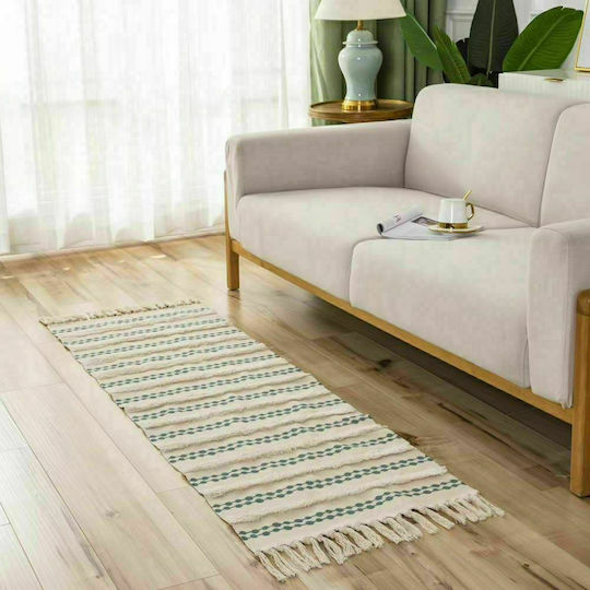 Iliadis Rug Rectangular Summer Cotton with Fringes Cream - Grey