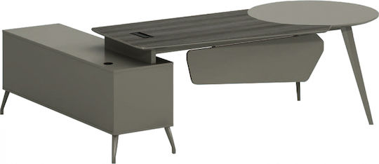Γωνιακό Επαγγελματικό Γραφείο Lux Series 237x160x75εκ. Σταχτί / Μόκα