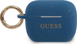 Guess Logo Silicone Case with Keychain Blue for Apple AirPods Pro