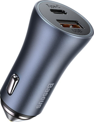 Baseus Car Charger Gray Total Intensity 3A Fast Charging with a Port USB