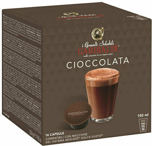 Garibaldi Kapseln Schokolade Gusto Cioccolata Kompatibel mit Maschine Dolce Gusto 16Mützen