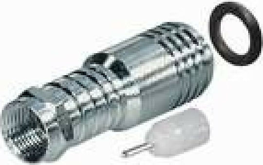 Anga F-Connector male Πρεσσαριστό Υδατοστεγές Βιδωτό με 2 δακτυλίδια & σιλικονούχο λάδι με εσωτερικό pin-long version Φ 10mm (271-30)