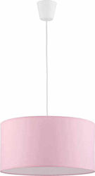TK Lighting Rondo Single Bulb Kids Lighting Pendant of Fabric 25W with Drive Size E27 Pink 40cm