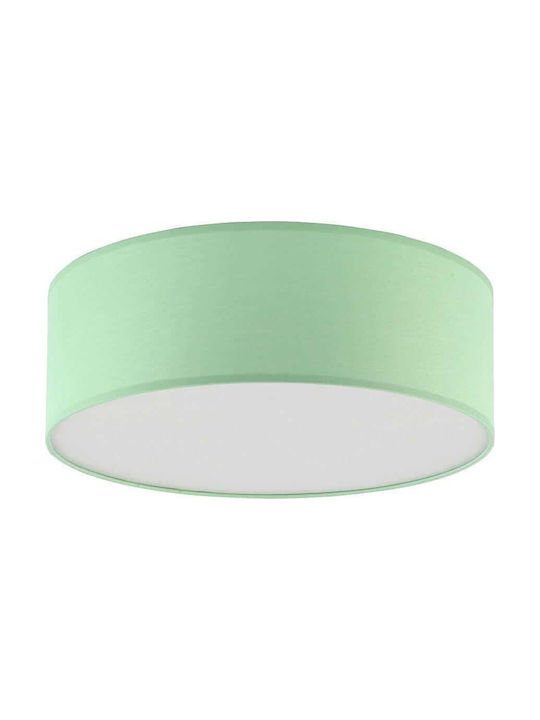 TK Lighting Rondo Multi Bulbs Kids Lighting Ceiling Light of Fabric 15W with Drive Size E27 Green 38x13cm