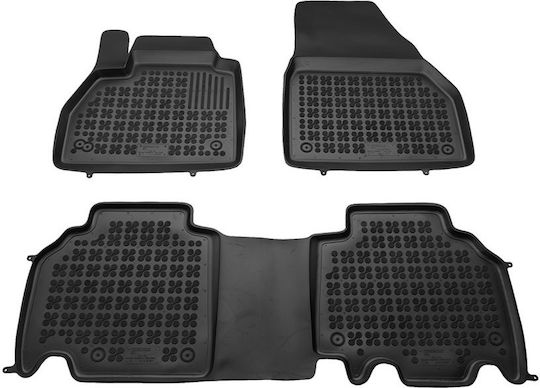 Rezaw Plast Set of Front and Rear Mats 3pcs Tray Type for Renault Kangoo 2008+ Black