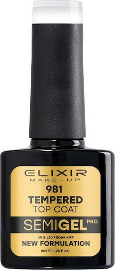 Elixir 981 Tempered Top Coat pentru lacuri de unghii semipermanente 8ml