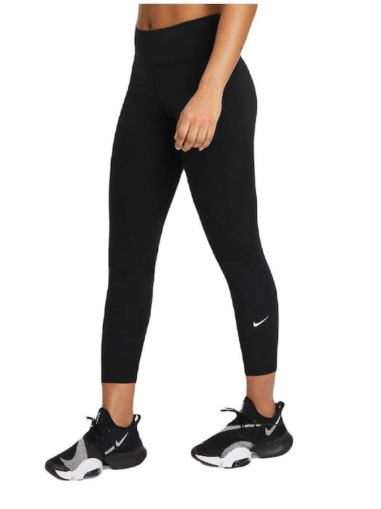 Nike Dri-Fit One Running Γυναικείο Cropped Κολάν Ψηλόμεσο Μαύρο