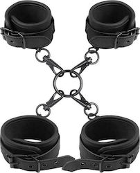 IntoYou Wrist & Ankle Cuffs Set Vegan Leather Комплект за Връзване на Крайници в Черен Цвят