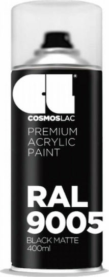 Cosmos Lac Σπρέι Βαφής Premium Acrylic με Γυαλιστερό Εφέ Μαύρο RAL 9005 400ml