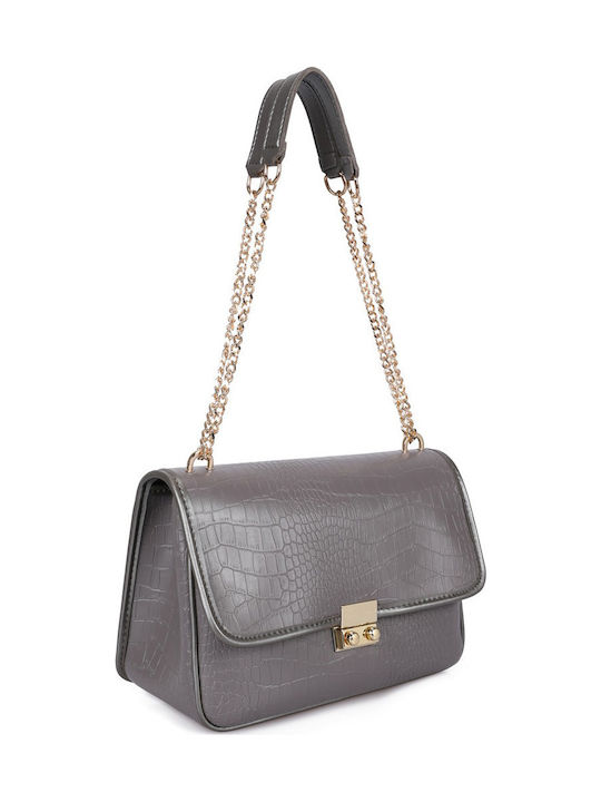 Devonia Γυναικεία Flap Bag 'Ωμου Γκρι