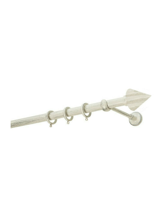 Zogometal Metallic Curtain Pole Rustique Collection Single Φ25mm 160cm Cream Patina Silver