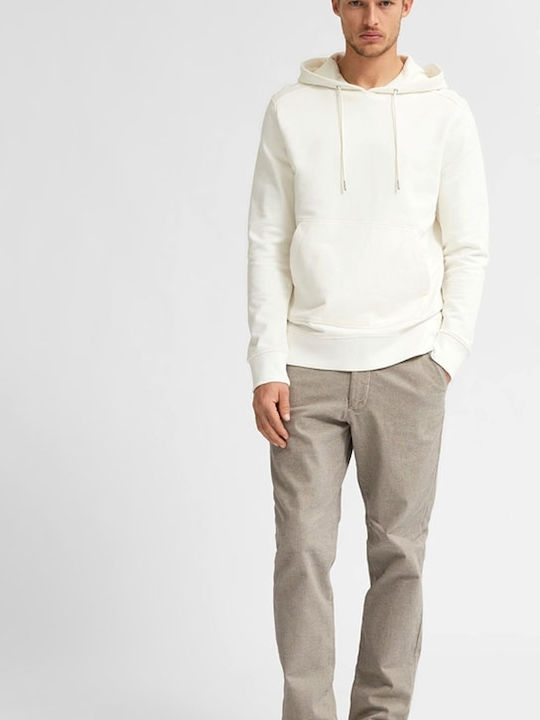 Selected Herren Sweatshirt mit Kapuze und Taschen Weiß