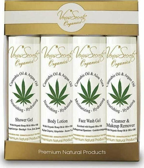 Venus Secrets Cannabis Oil & Argan Oil Set Îngrijire pentru Hidratare & Curățare corp 4buc