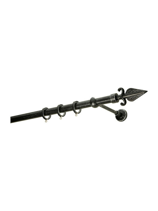 Zogometal Metallic Curtain Pole Rustique Collection Single Φ25mm 160cm Black Patina Silver