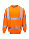Portwest Men's Long Sleeve Work Sweatshirt Orange with Reflective Tapes