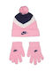 Kinder Mütze Set Gestrickt Rosa