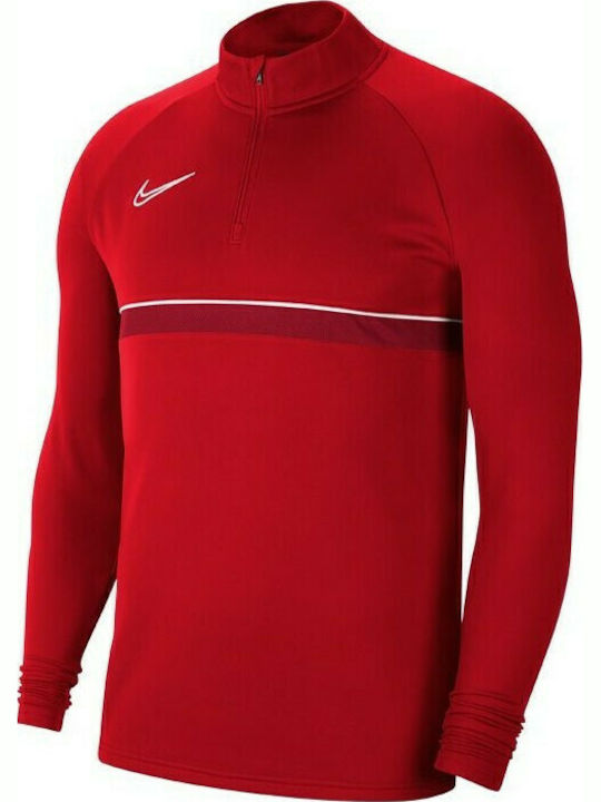 Nike Academy Soccer Drill Ανδρική Μπλούζα Dri-Fit με Φερμουάρ Μακρυμάνικη Κόκκινη