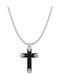 Rosso Amante Black Men's Cross from Steel with Chain