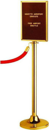 Rnt Safety Barrier Post BP-230BTT Gold Gold with Sign 130cm 3210