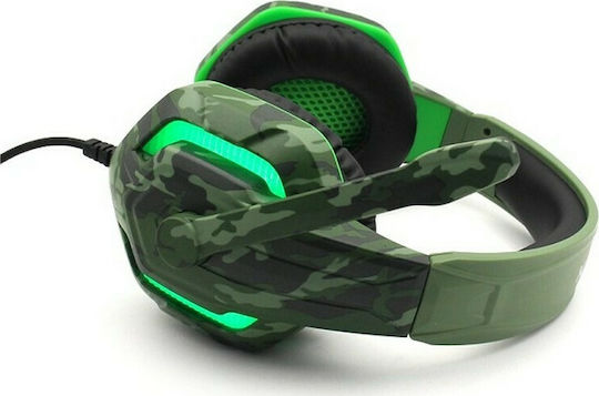 Komc G312 Over Ear Gaming Headset με σύνδεση 2x3.5mm / USB Πράσινο