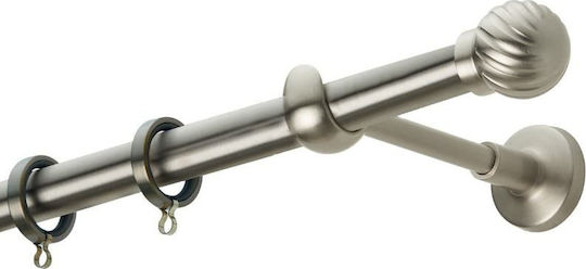 Zogometal Μεταλλικό Κουρτινόξυλο Μονό Φ20mm 160εκ. Νίκελ Ματ