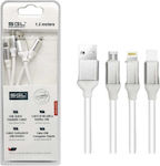 Regular USB to Lightning / Type-C / micro USB Cable Λευκό 1m (694700)