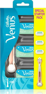 Gillette Venus Extra Smooth Sensitive Ξυραφάκι Σώματος με Ανταλλακτικές Κεφαλές 5 Λεπίδων και Λιπαντική Ταινία για Ευαίσθητες Επιδερμίδες 3τμχ