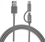 4Smarts Braided USB to Type-C / micro USB Cable Γκρι 1m (4S468544)